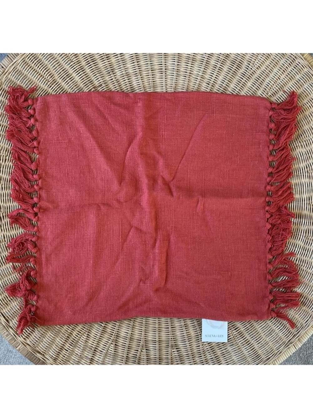 NEW Serena & Lily Mendocino Linen Pillow Cover (24” SQ)-Lobster Red